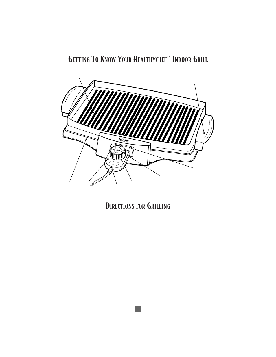 Etting, Ealthychef, Ndoor | Rill, Irections for, Rilling | Oster HEALTHY CHEF 4767 User Manual | Page 4 / 32