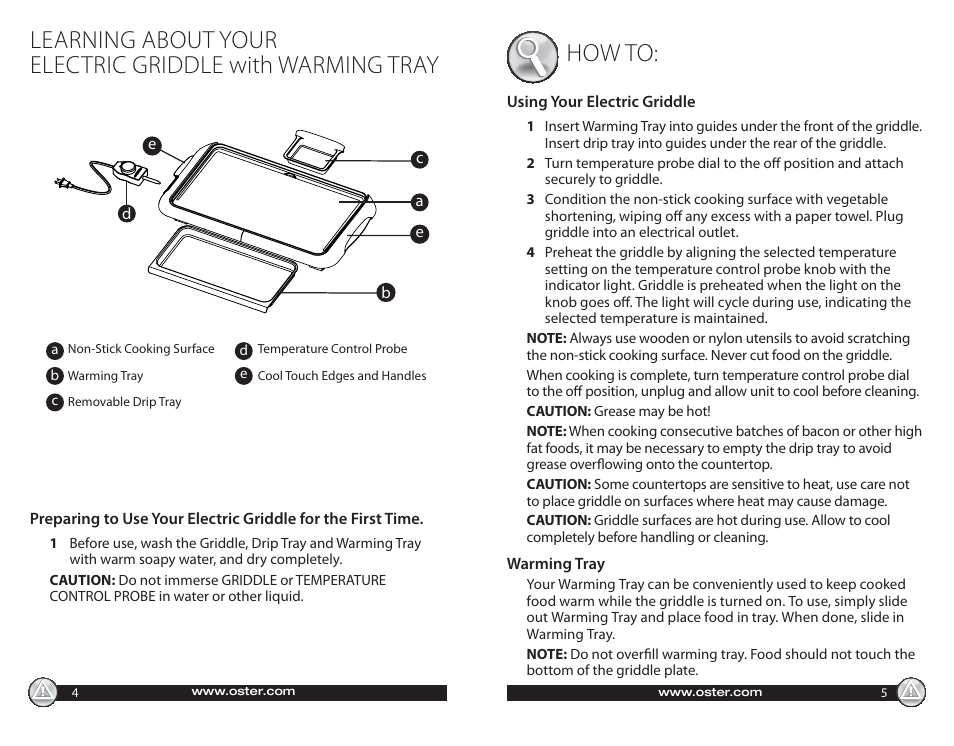 Oster Electric with Warming Tray 547045 User Manual | Page 3 / 10