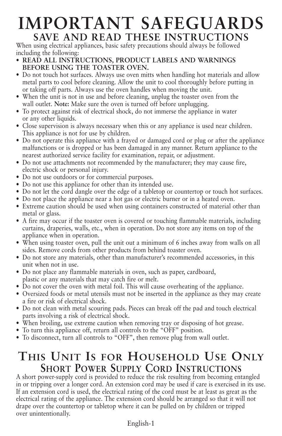 Important safeguards, Save and read these instructions | Oster 6056 User Manual | Page 2 / 24