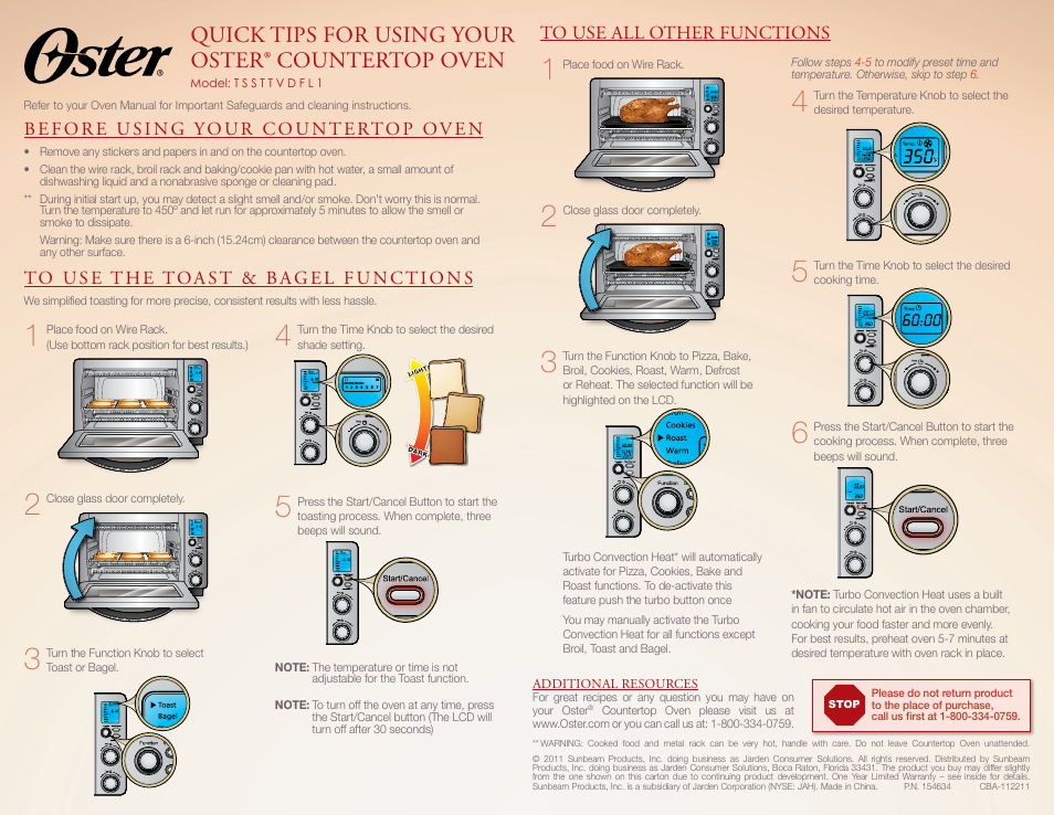 Oster Countertop TSSTTVDFL1 User Manual | 1 page