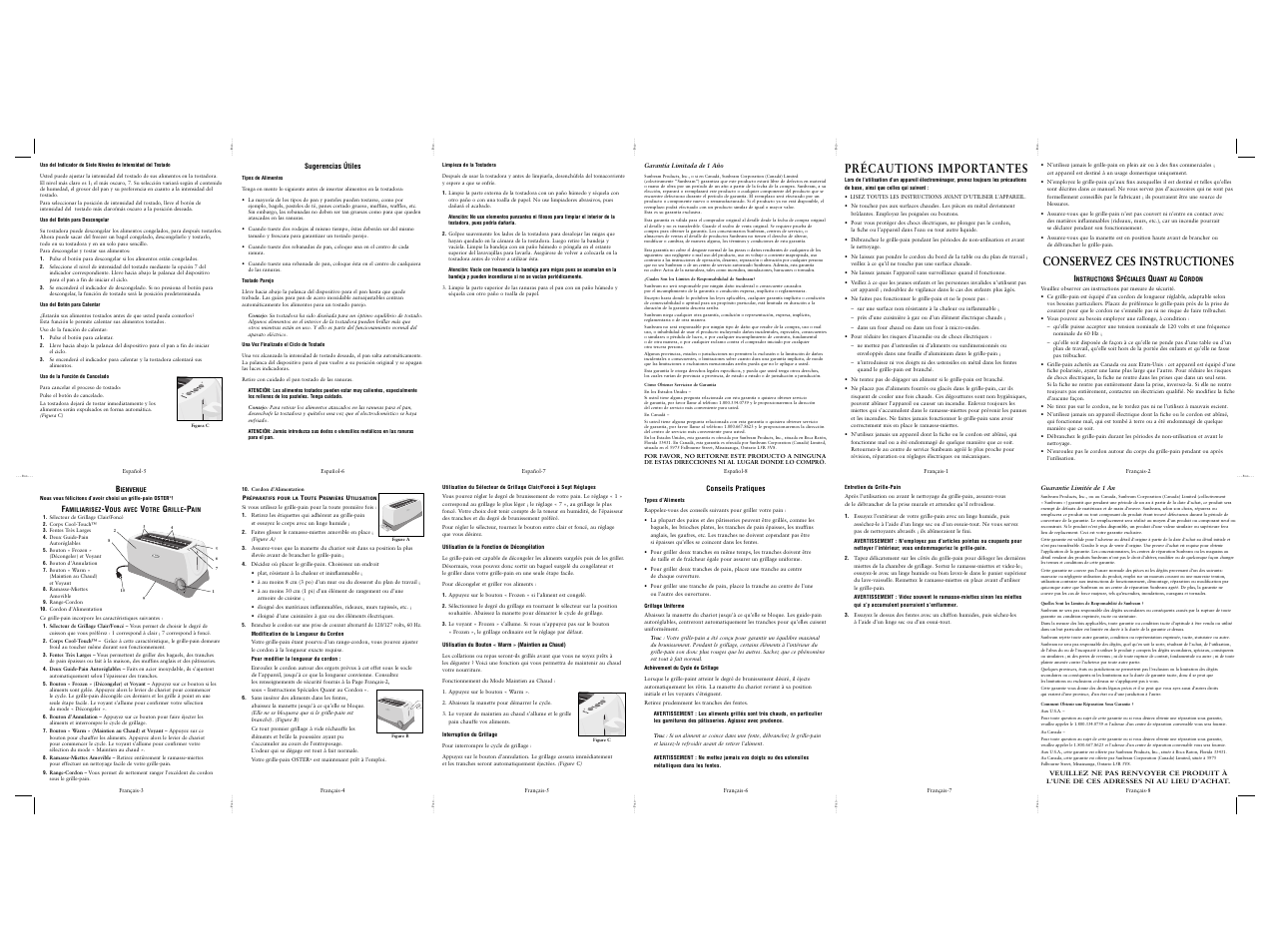 Précautions importantes, Conservez ces instructiones | Oster 6247 User Manual | Page 6 / 10