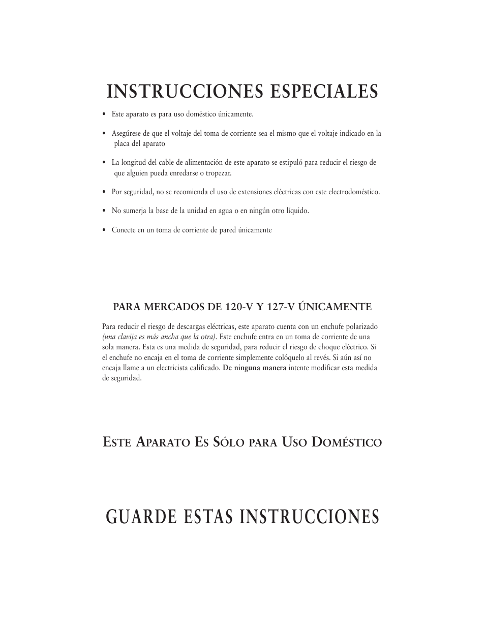 Guarde estas instrucciones, Instrucciones especiales | Oster 5711 User Manual | Page 12 / 23