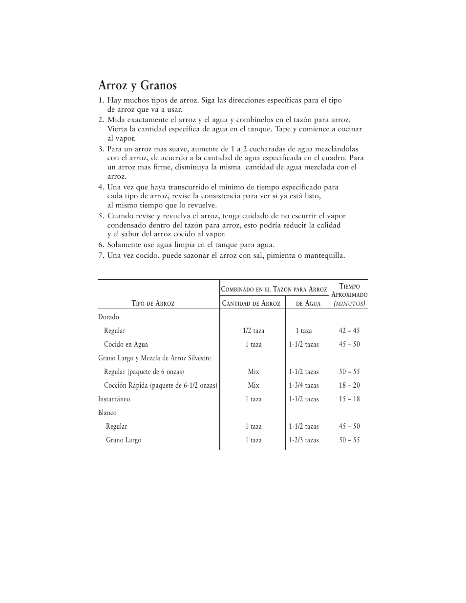 Arroz y granos | Oster 5711 User Manual | Page 18 / 23