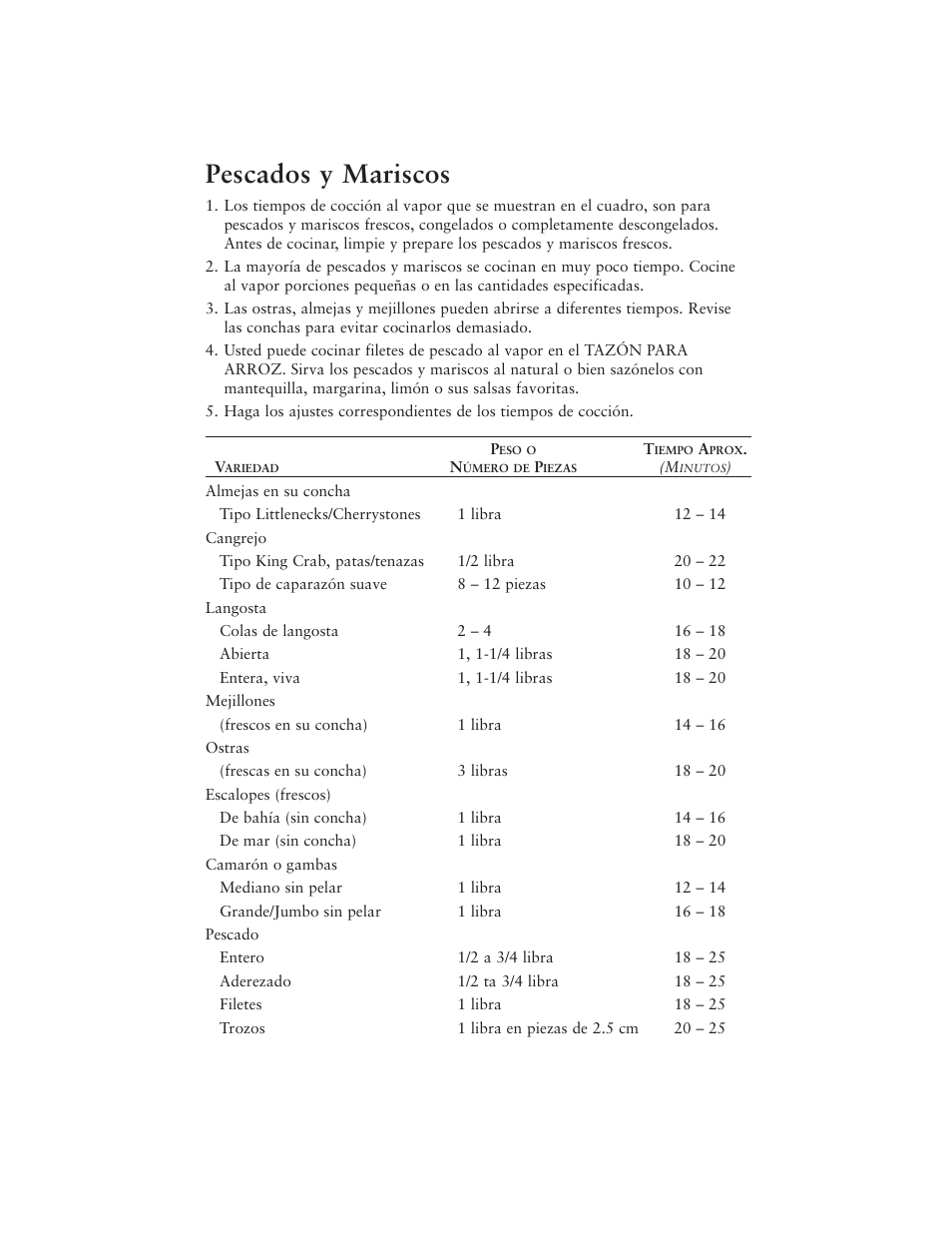 Pescados y mariscos | Oster 5711 User Manual | Page 20 / 23