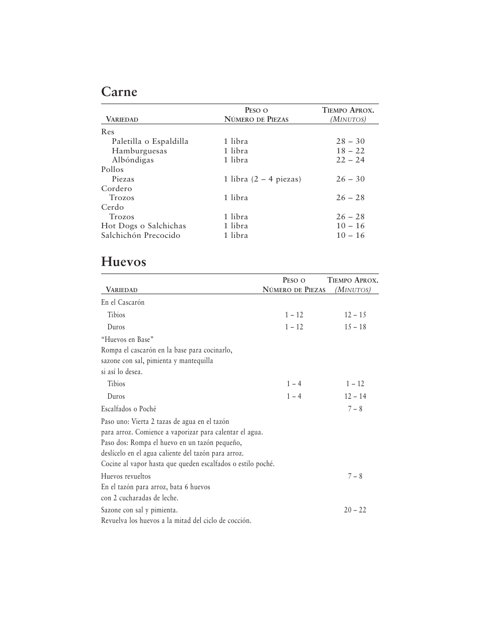 Carne, Huevos | Oster 5711 User Manual | Page 21 / 23