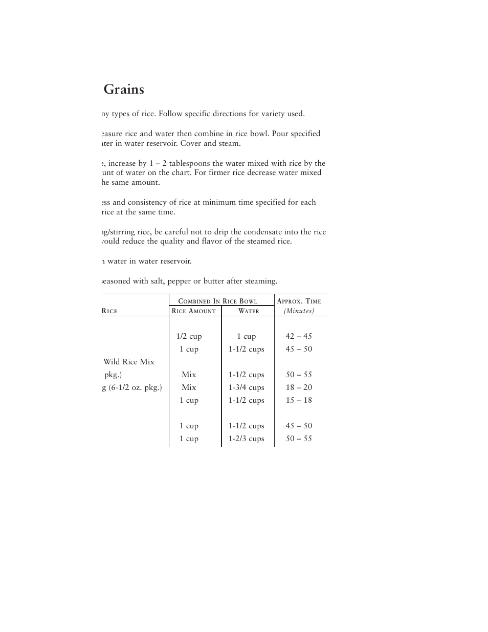 Grains | Oster 5711 User Manual | Page 7 / 23