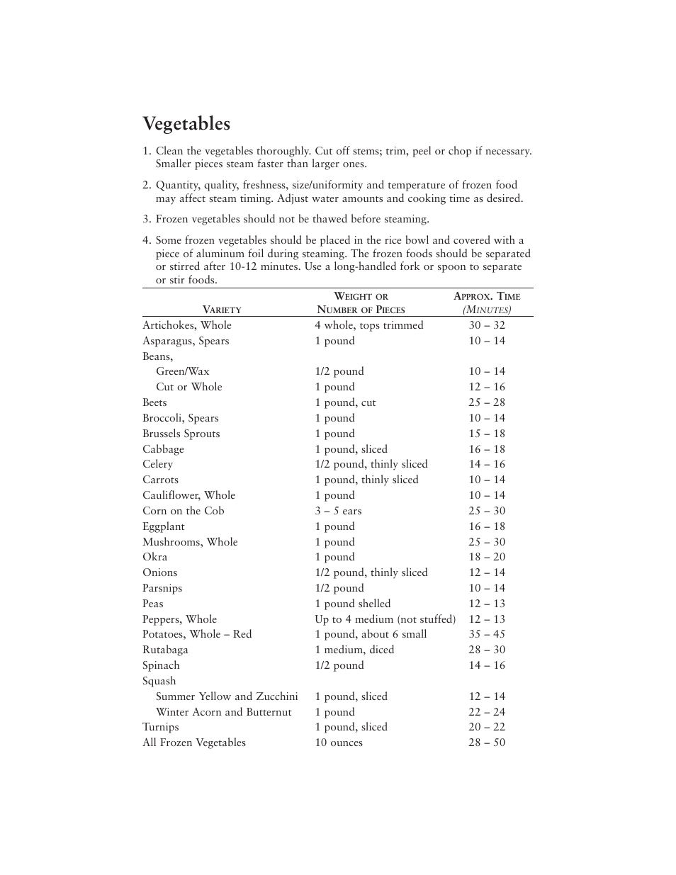 Vegetables | Oster 5711 User Manual | Page 8 / 23