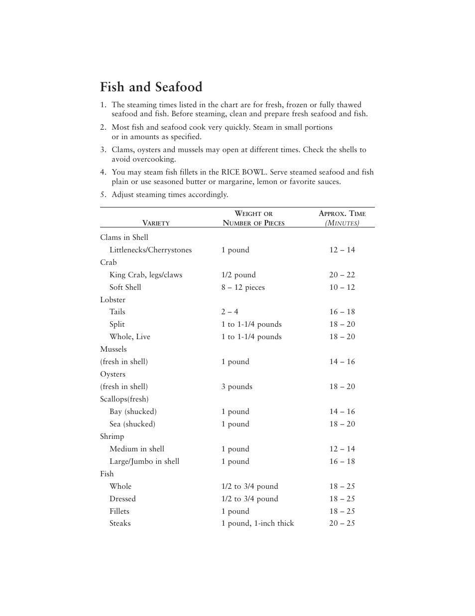 Fish and seafood | Oster 5711 User Manual | Page 9 / 23