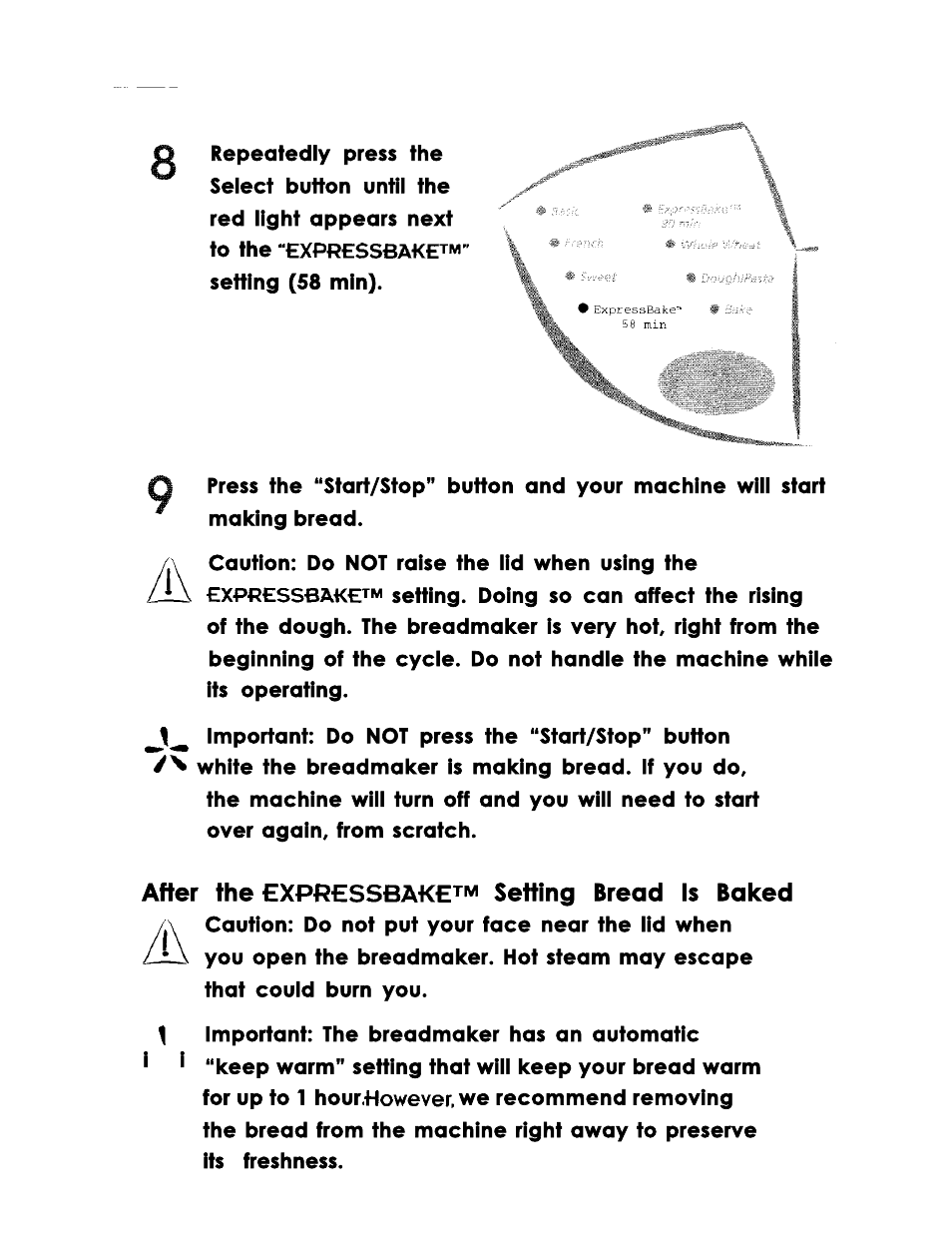 After the setting bread is baked | Oster Bread Maker User Manual | Page 23 / 76
