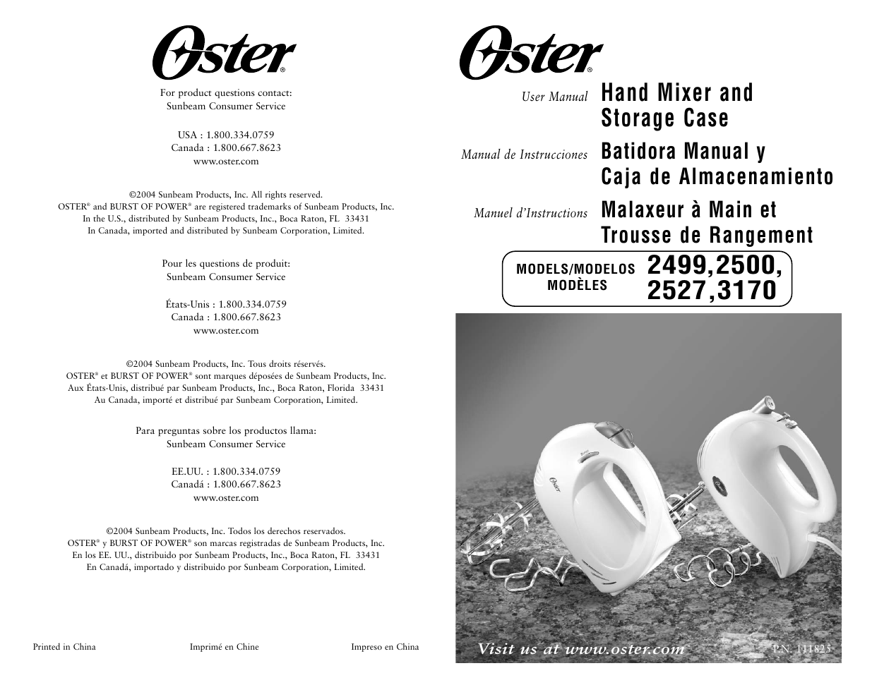 Oster 2500 User Manual | 12 pages