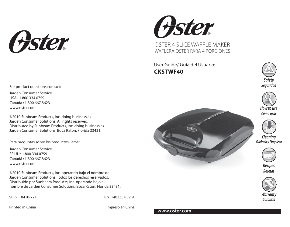 Oster CKSTWF40 User Manual | 14 pages