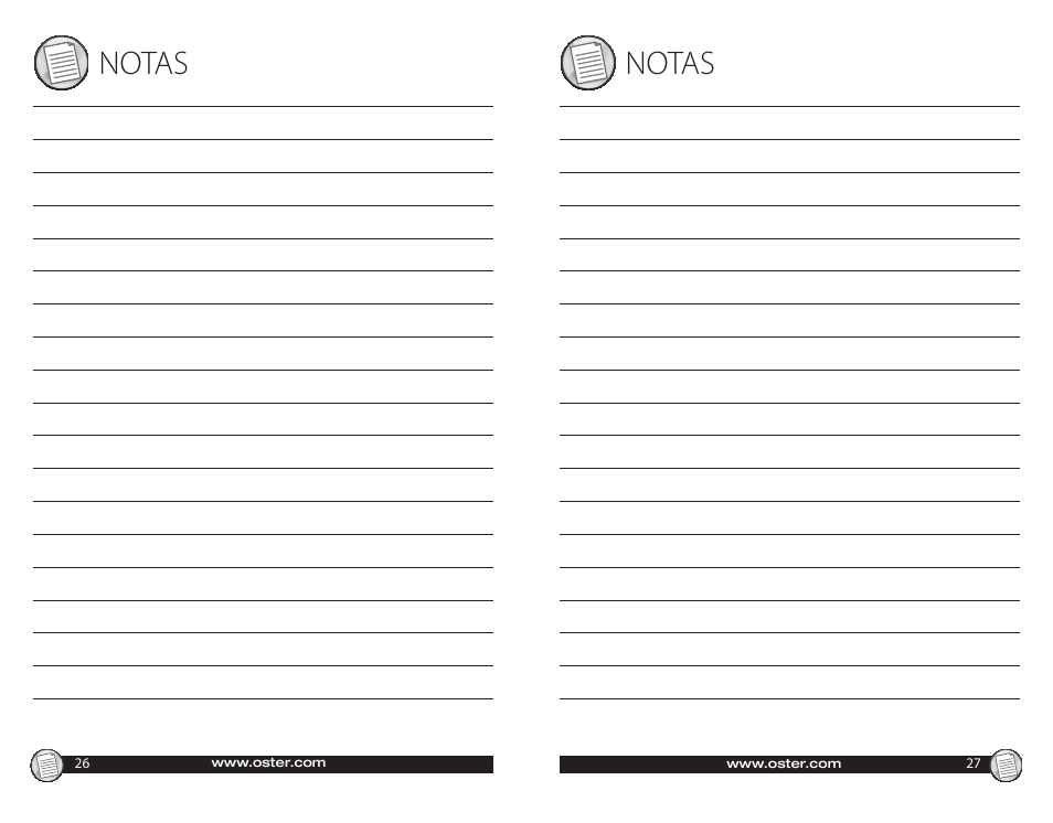 Notas notas | Oster CKSTWF40 User Manual | Page 14 / 14