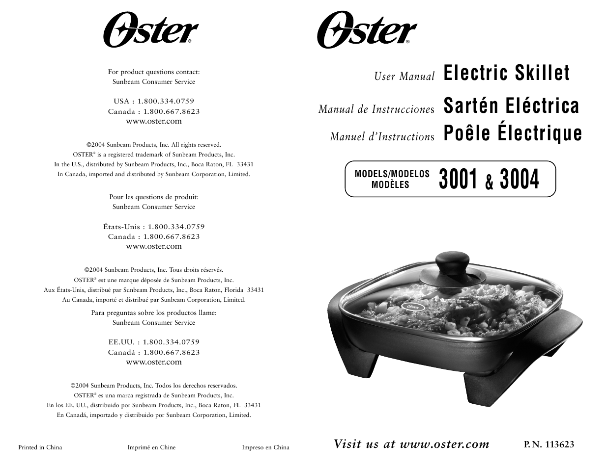 Oster 3001 User Manual | 4 pages