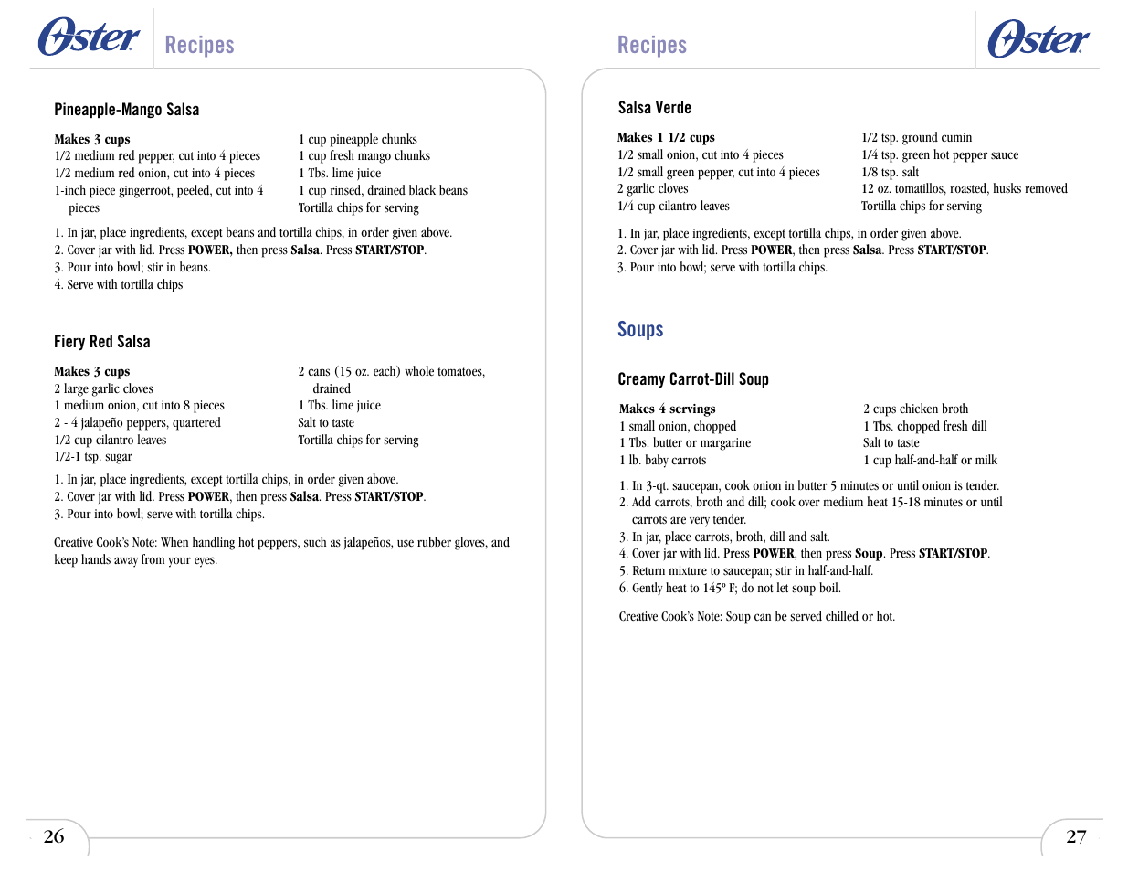 Recipes, Soups | Oster In2itive User Manual | Page 30 / 41