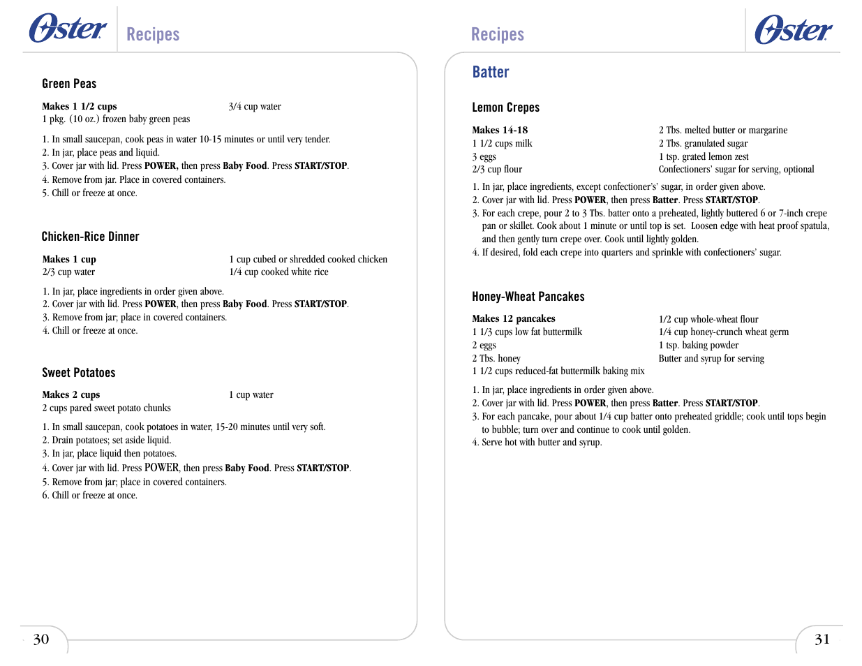 Recipes, Batter | Oster In2itive User Manual | Page 34 / 41