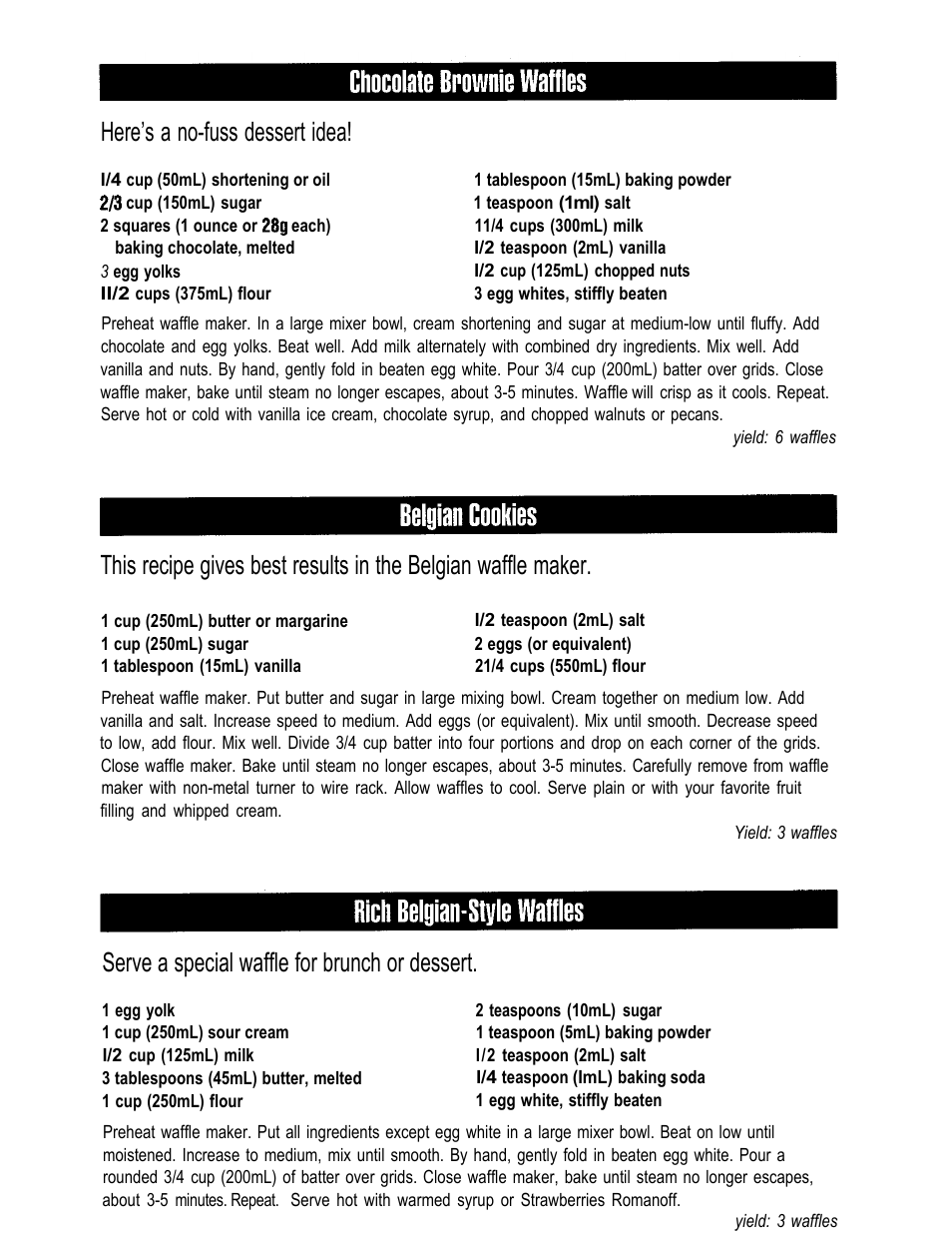 Here’s a no-fuss dessert idea, Serve a special waffle for brunch or dessert | Oster 3878 User Manual | Page 8 / 12