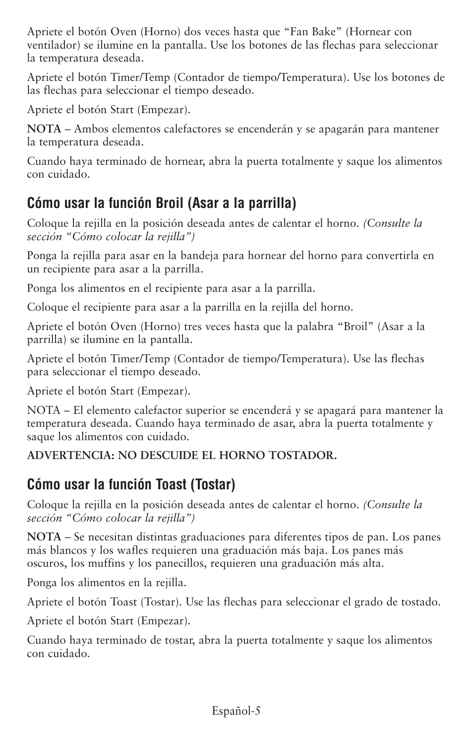 Cómo usar la función broil (asar a la parrilla), Cómo usar la función toast (tostar) | Oster 6057 User Manual | Page 12 / 16