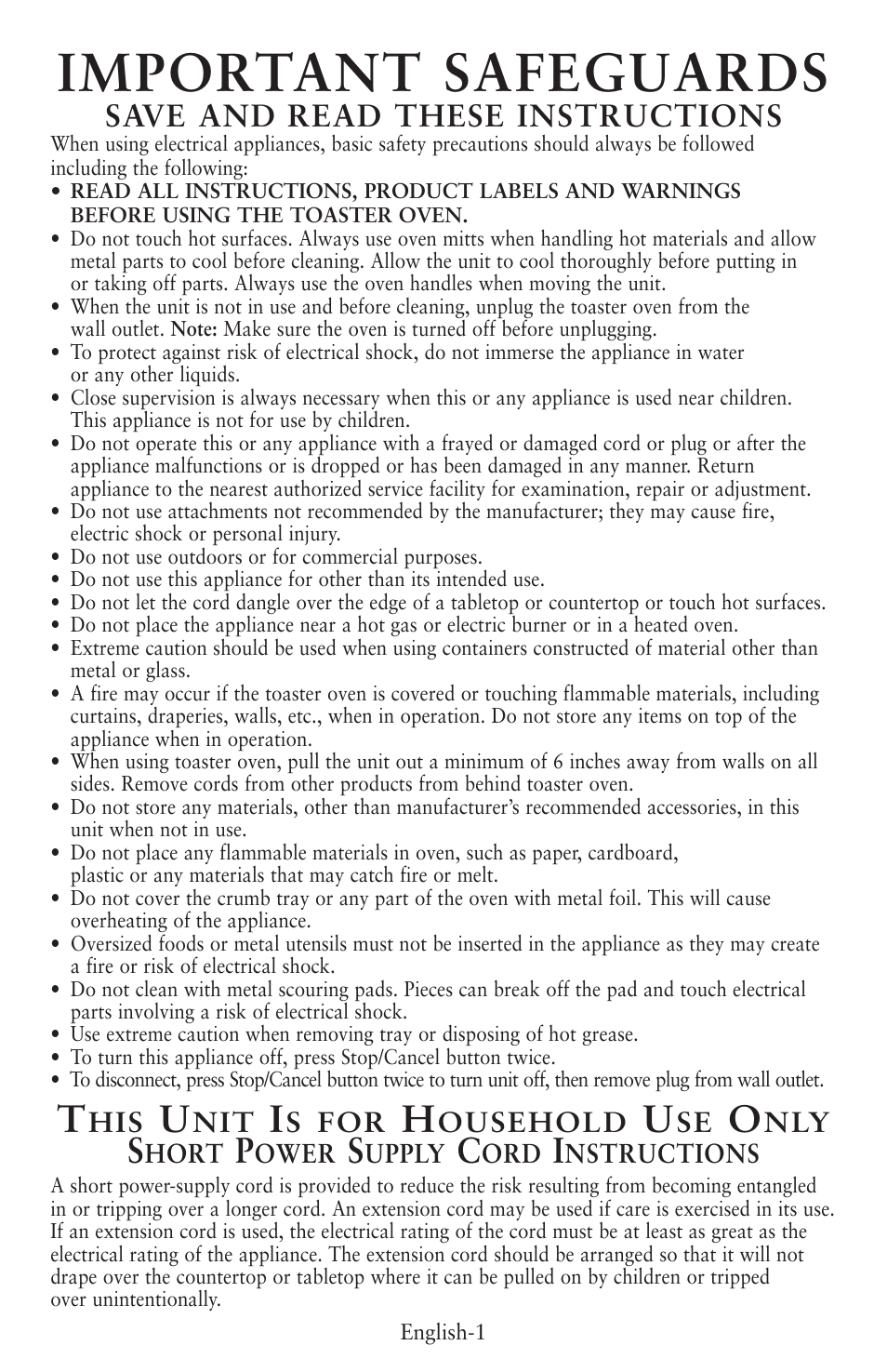 Important safeguards, Save and read these instructions | Oster 6057 User Manual | Page 2 / 16