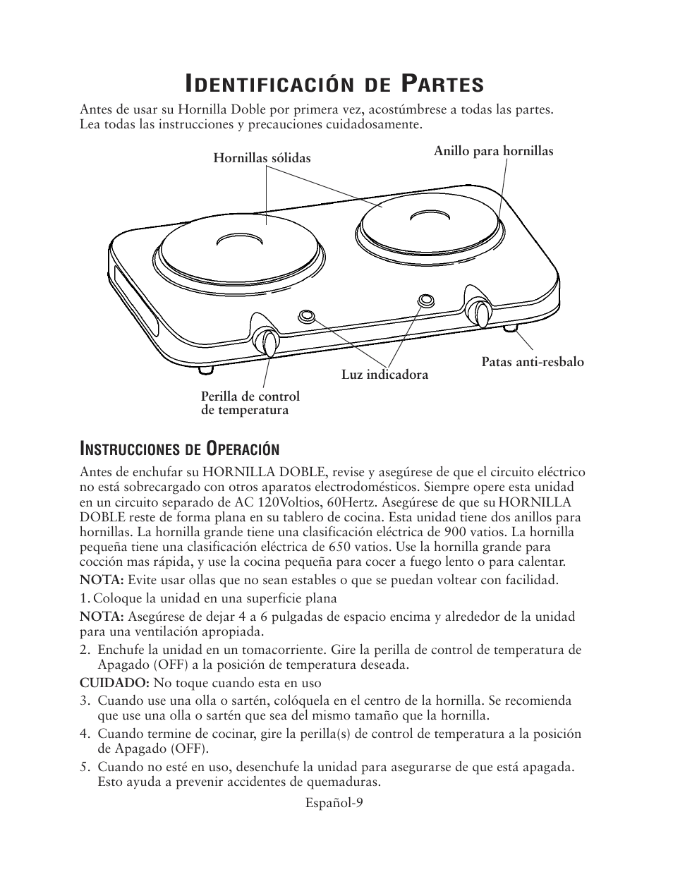 Dentificación de, Artes | Oster CKSTBUDS00 User Manual | Page 9 / 12