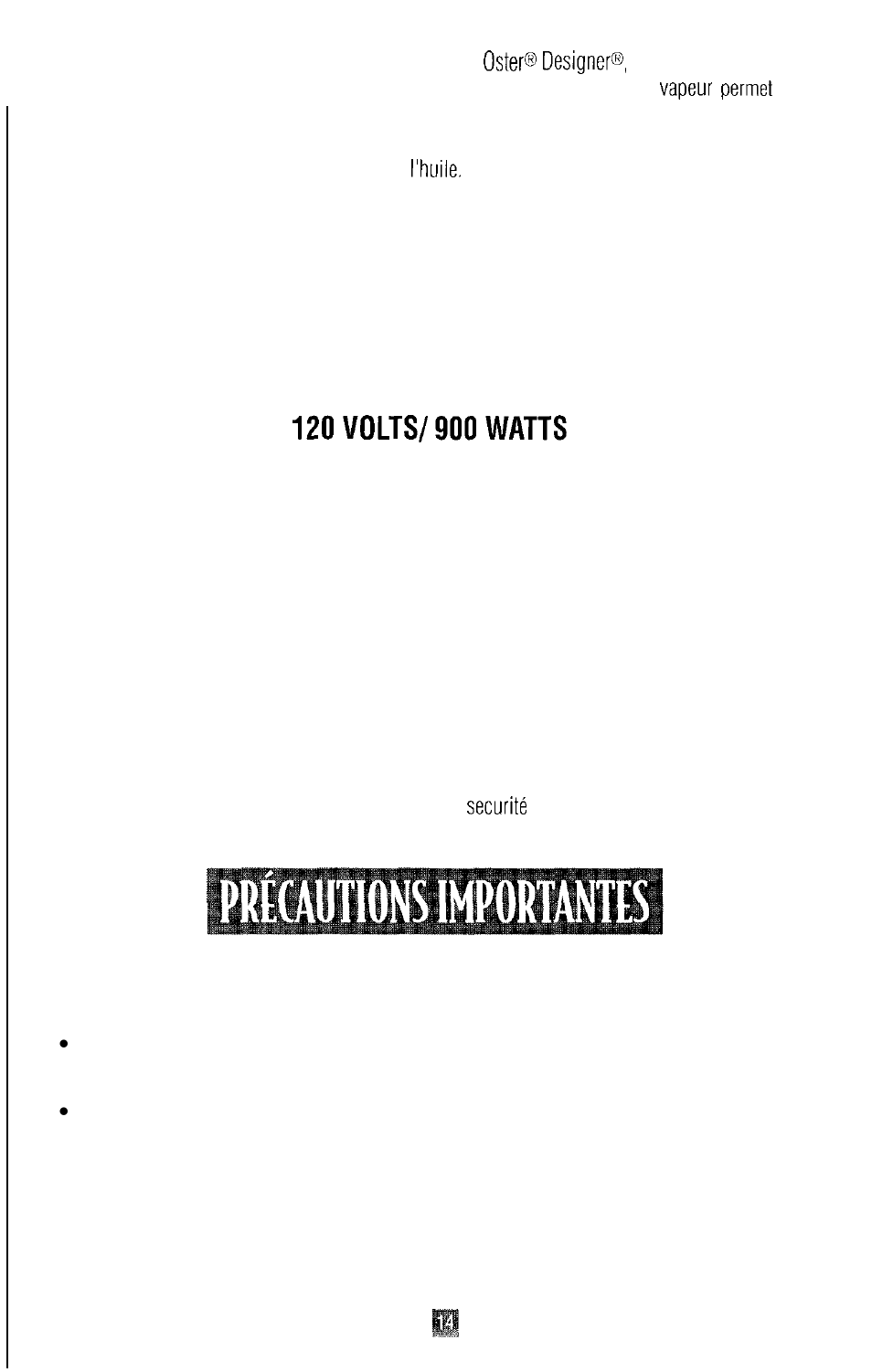 Indications spéciales | Oster DESIGNER 4711 User Manual | Page 14 / 44