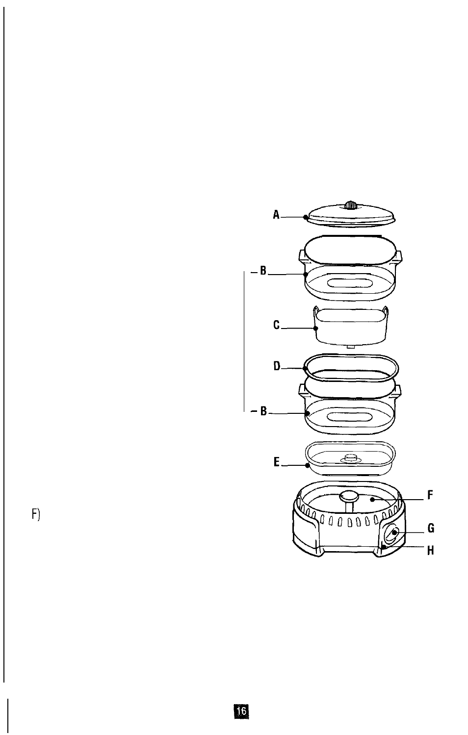 Les pieces du cuiseur a la vapeur, Pour usage ménager uniquement | Oster DESIGNER 4711 User Manual | Page 16 / 44