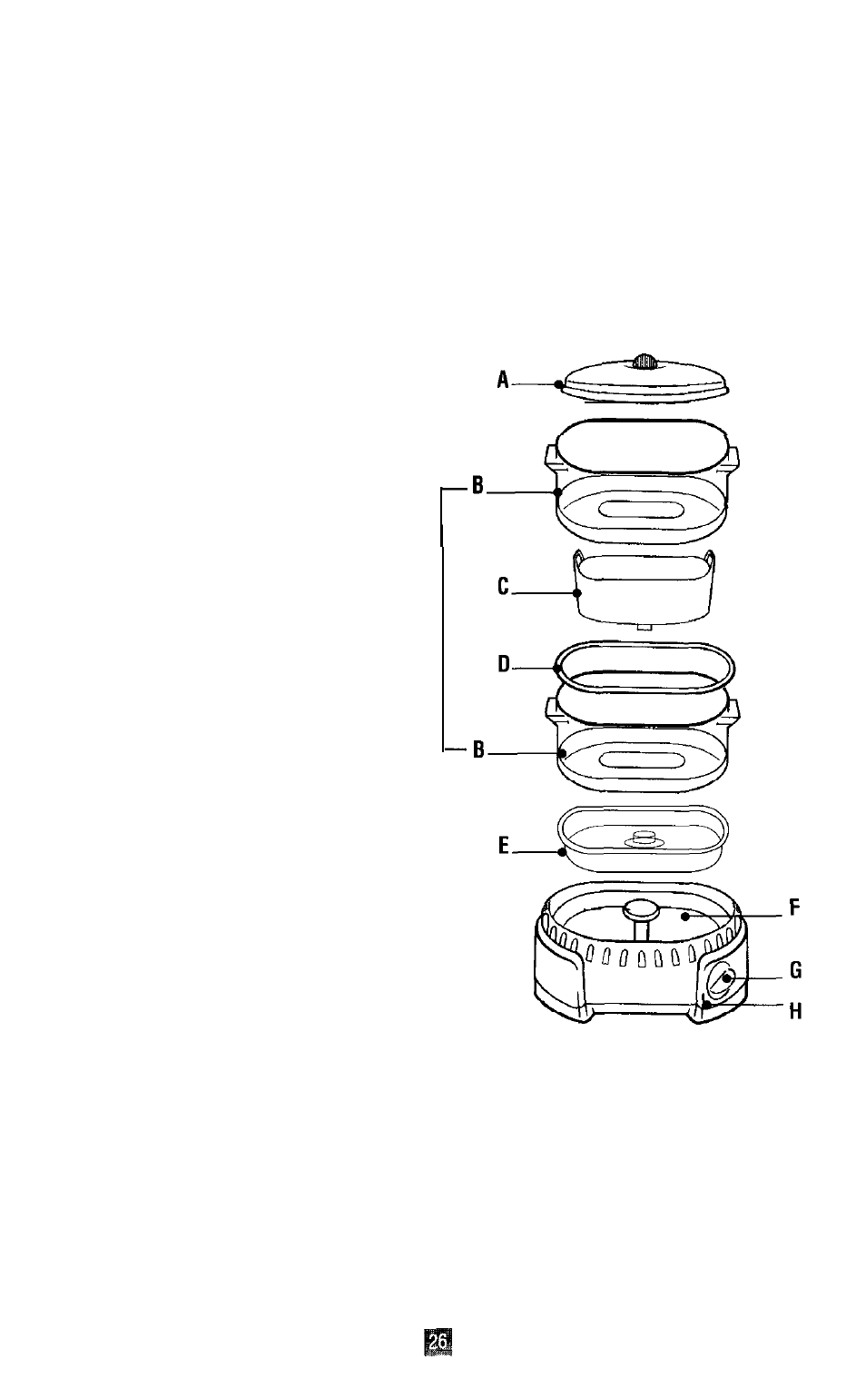 Componentes de la vaporera de alimentos, Para uso doméstico solamente | Oster DESIGNER 4711 User Manual | Page 26 / 44