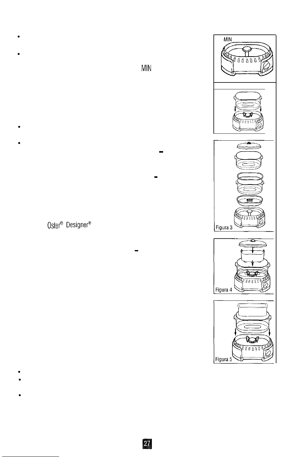 Cocinando con su vaporera de alimentos, Armarios o muebles de cocina | Oster DESIGNER 4711 User Manual | Page 27 / 44