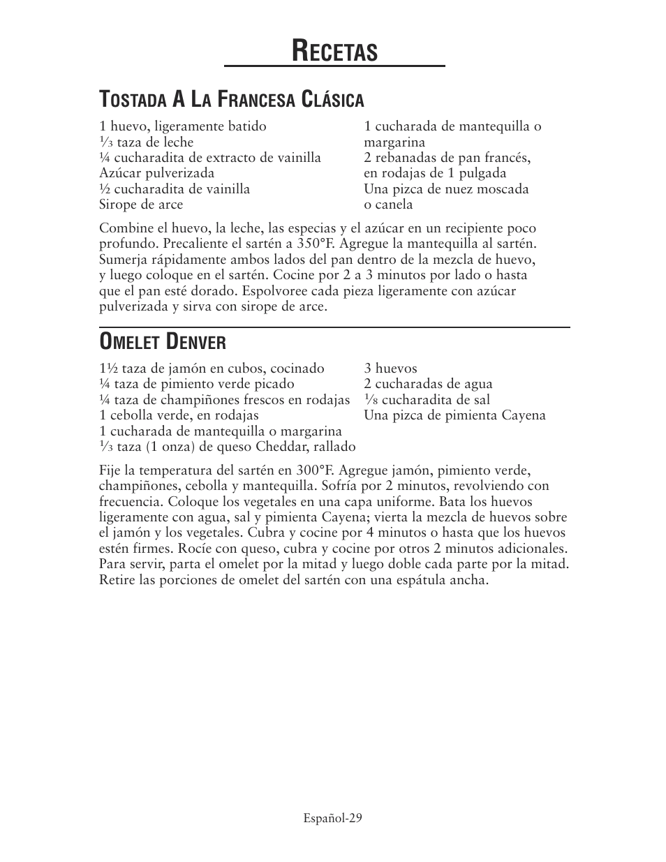 Ecetas | Oster CKSTSKRM20 User Manual | Page 29 / 40