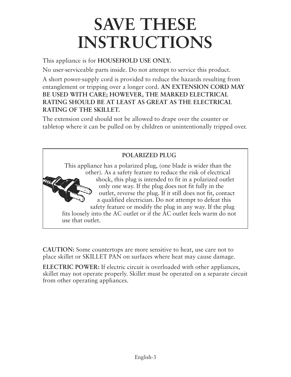 Save these instructions | Oster CKSTSKRM20 User Manual | Page 3 / 40