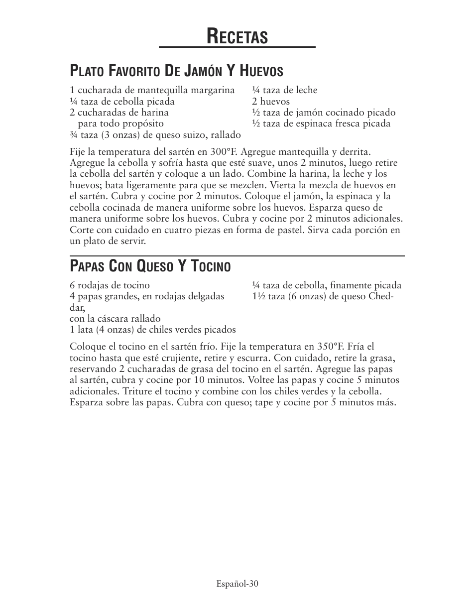 Ecetas | Oster CKSTSKRM20 User Manual | Page 30 / 40
