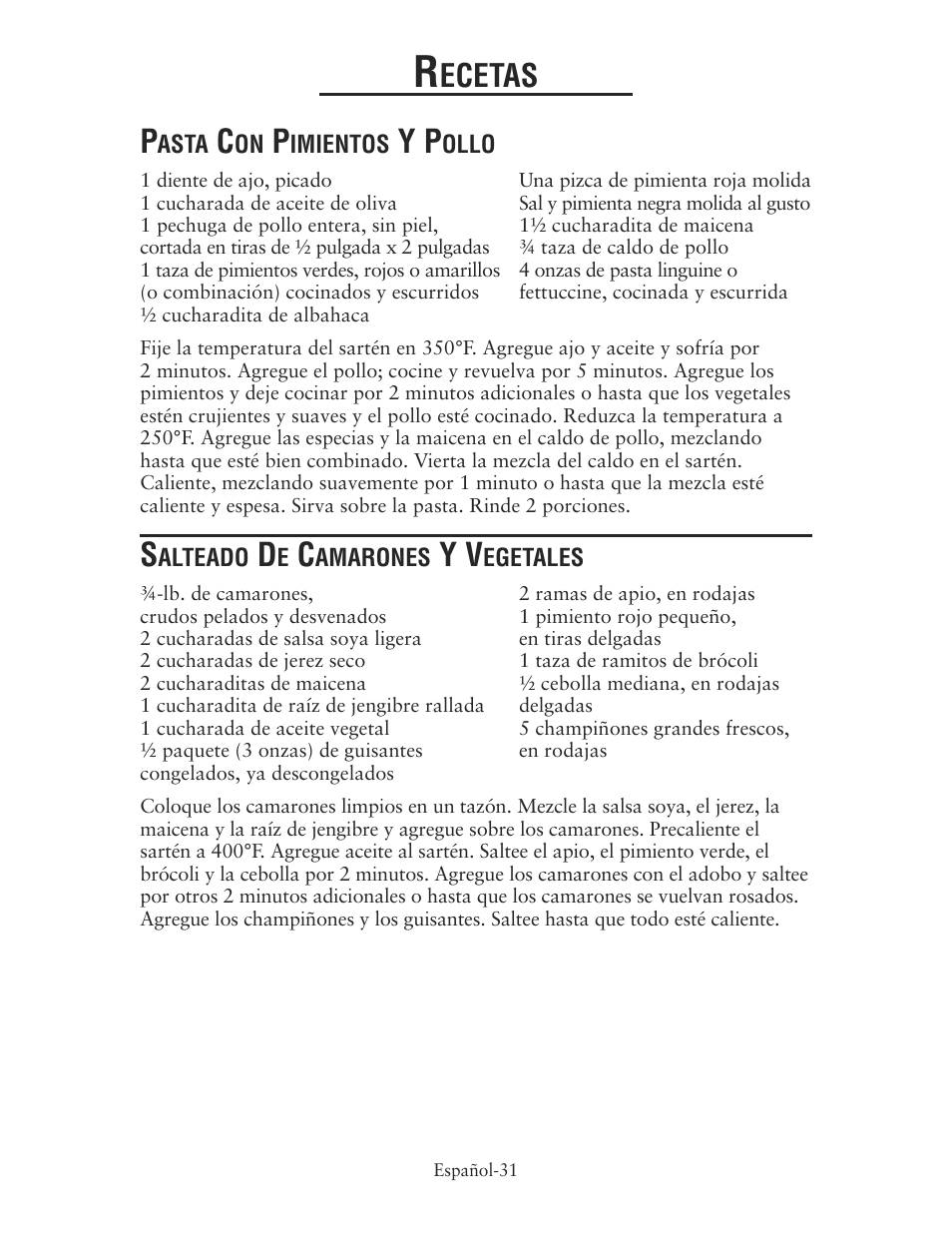 Ecetas | Oster CKSTSKRM20 User Manual | Page 31 / 40