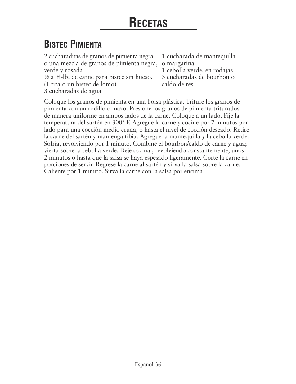 Ecetas | Oster CKSTSKRM20 User Manual | Page 36 / 40