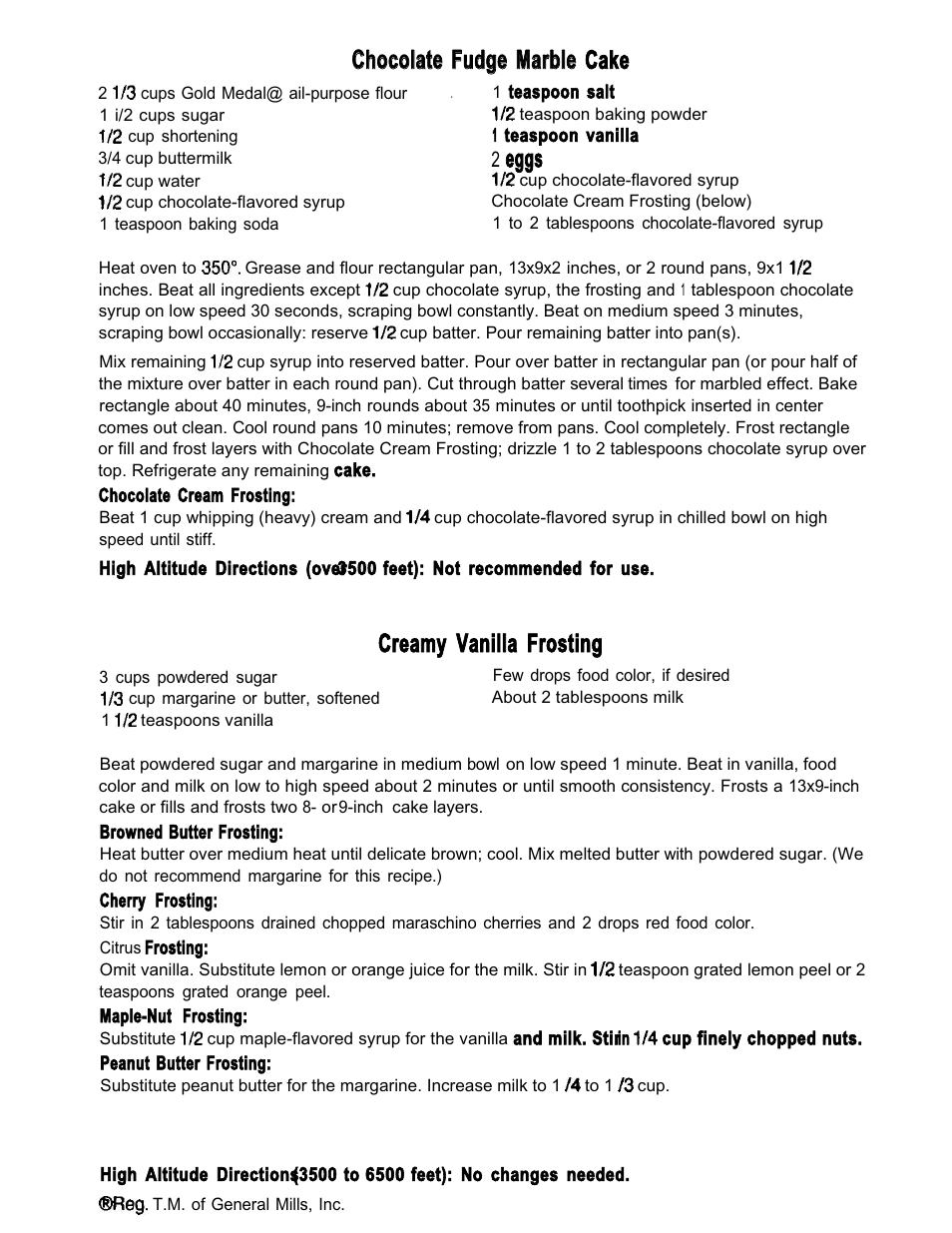 Cchhooccoollaattee ffuuddggee m maarrbbllee cake, Eggs, Creamy vanilla frosting | Oster 2382 User Manual | Page 8 / 10
