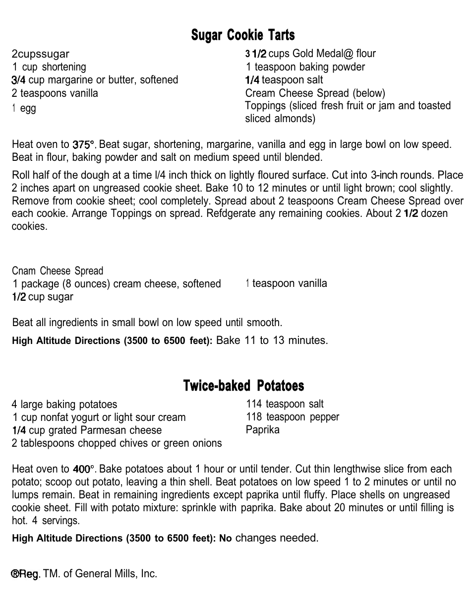 Sugar cookie tarts, Twice-baked potatoes | Oster 2382 User Manual | Page 9 / 10