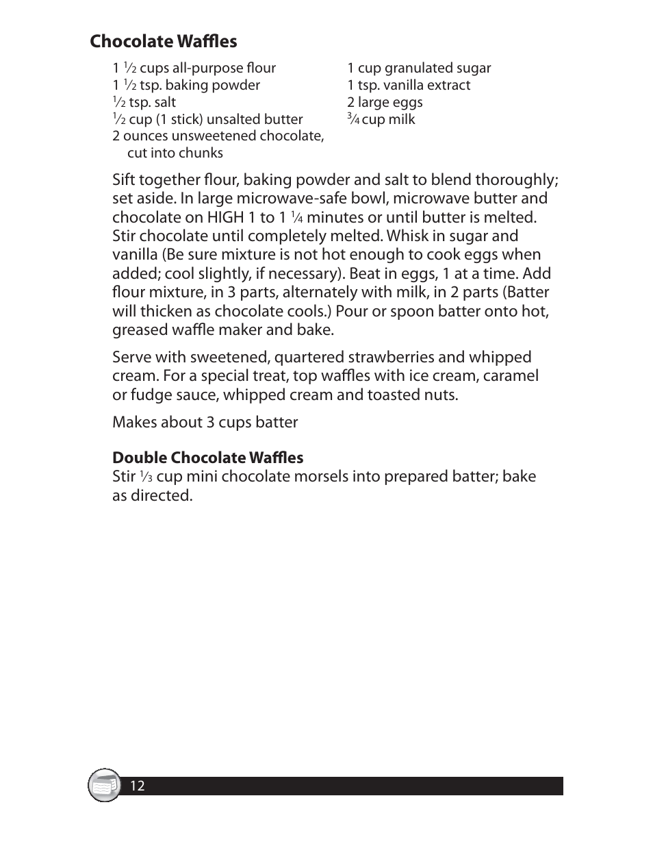 Chocolate waffl es | Oster CKSTWFBF20 User Manual | Page 12 / 32