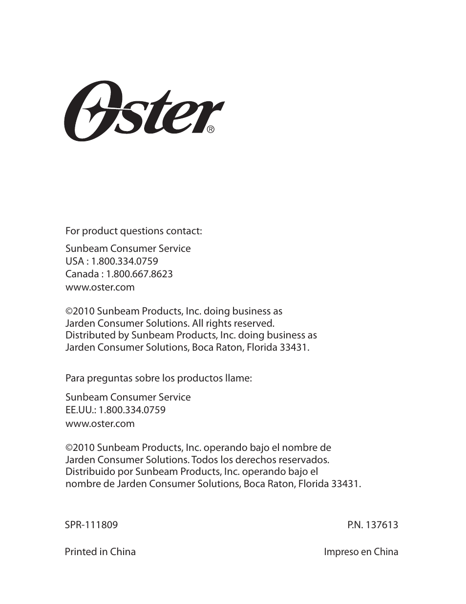 Oster CKSTWFBF20 User Manual | Page 32 / 32