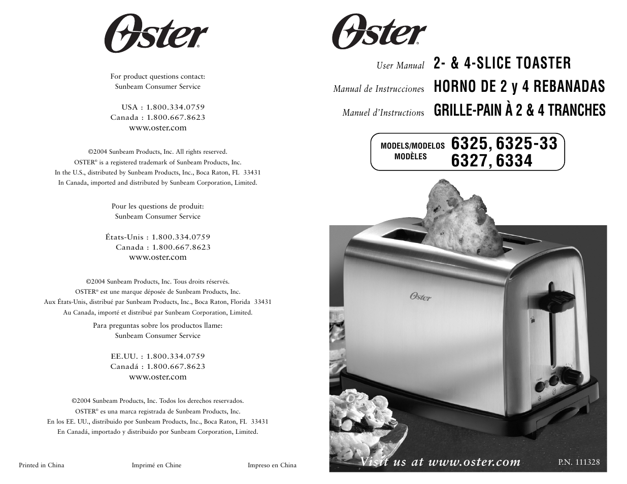 Oster 6325-33 User Manual | 12 pages