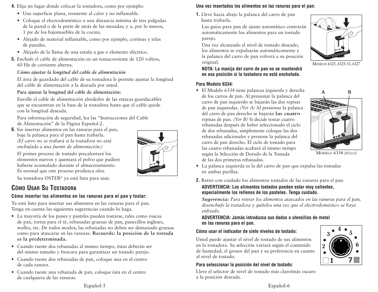 Oster 6325-33 User Manual | Page 7 / 12