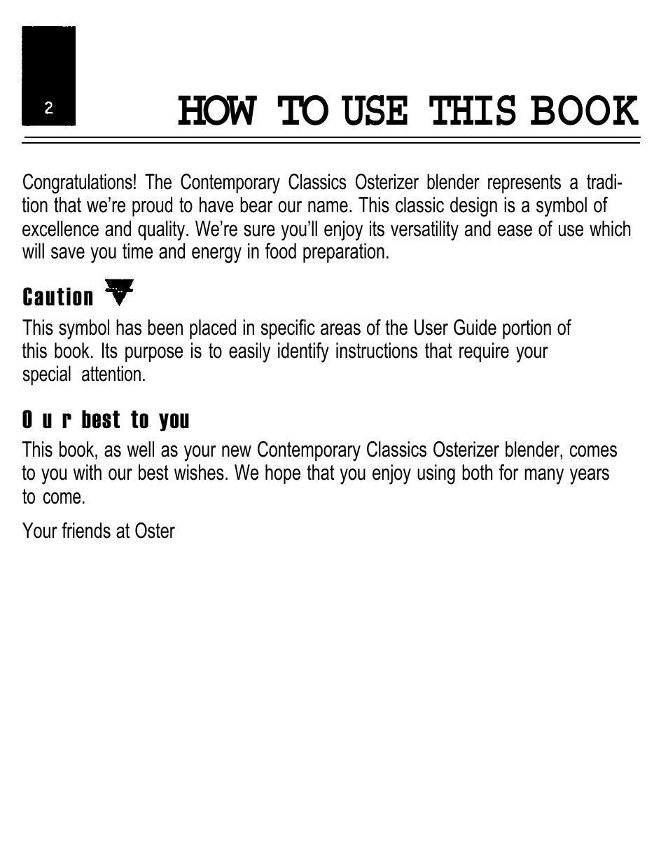 How to use this book | Oster IZER BLENDER/LIQUEFIER User Manual | Page 4 / 20