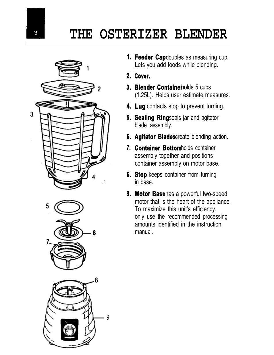 The osterizer blender | Oster IZER BLENDER/LIQUEFIER User Manual | Page 5 / 20