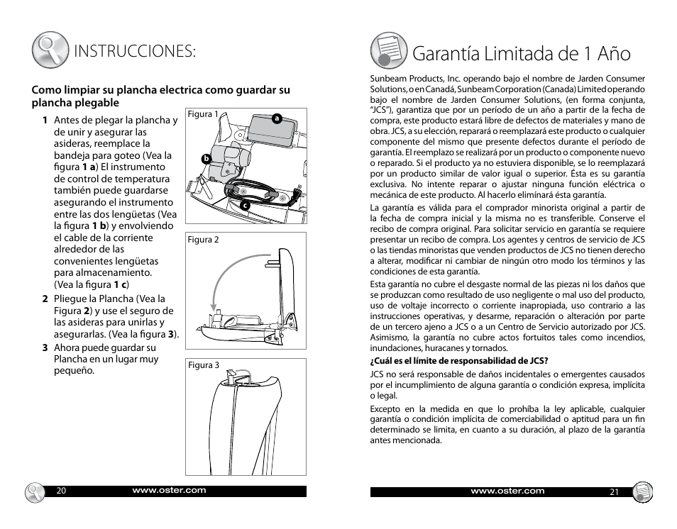 Garantía limitada de 1 año, Instrucciones | Oster CKSTGRFM18 User Manual | Page 11 / 12