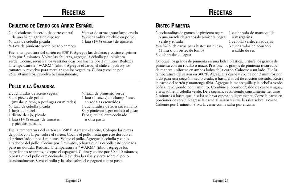 Ecetas | Oster Removable Electric Skillet SPR-041311-341 User Manual | Page 15 / 16