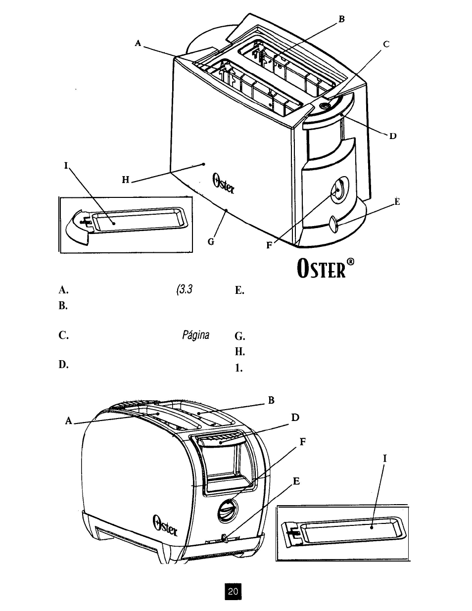 Onozca, Ostador | Oster TOASTERS User Manual | Page 20 / 30