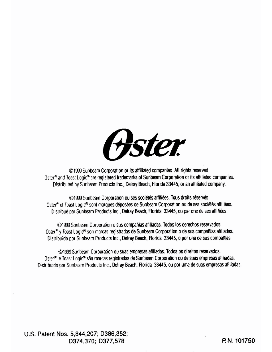 Oster TOASTERS User Manual | Page 30 / 30