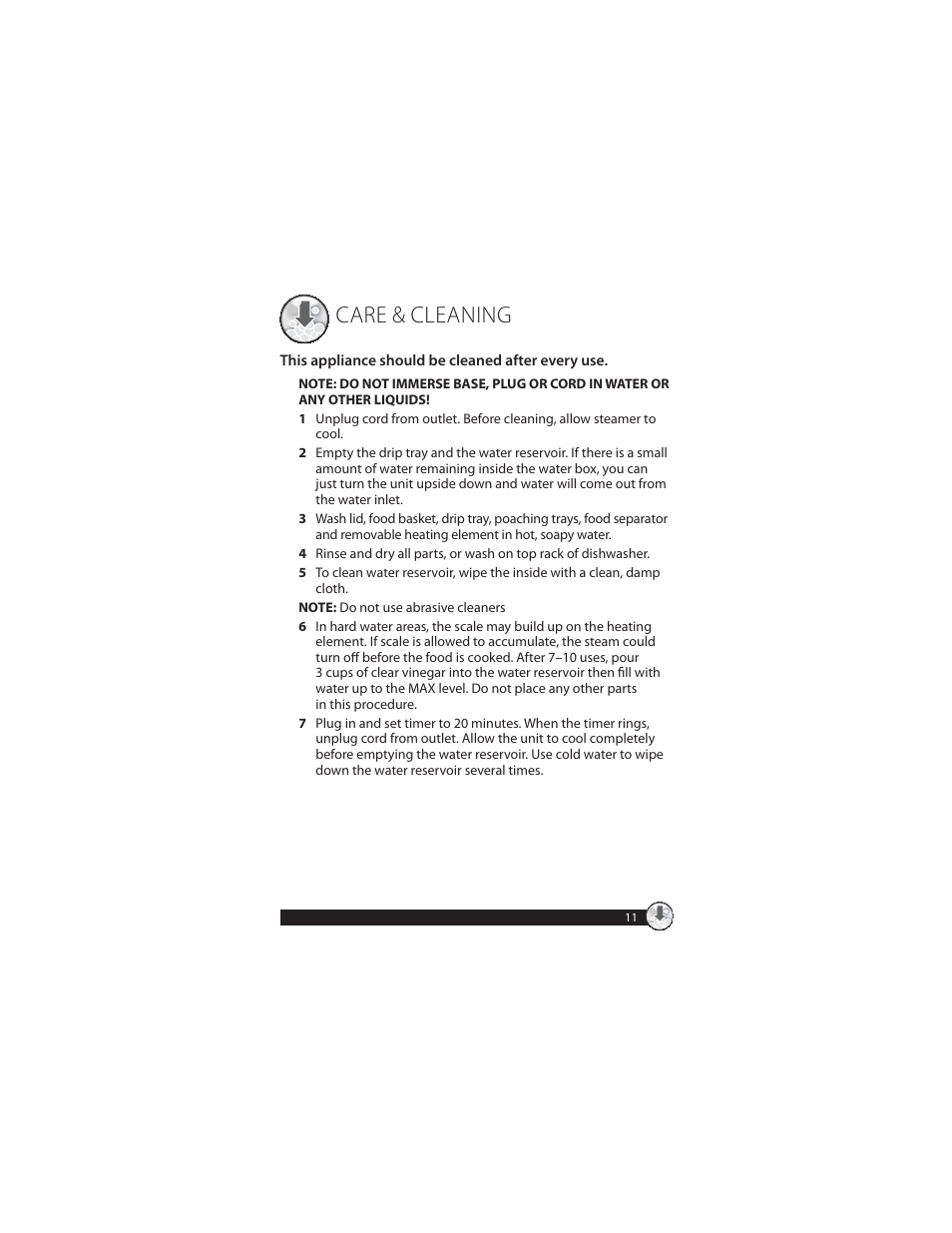 Care & cleaning | Oster CKSTSTMM10 User Manual | Page 11 / 40