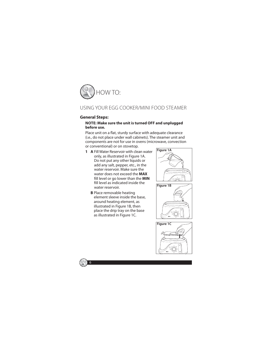 How to, Using your egg cooker/mini food steamer | Oster CKSTSTMM10 User Manual | Page 6 / 40