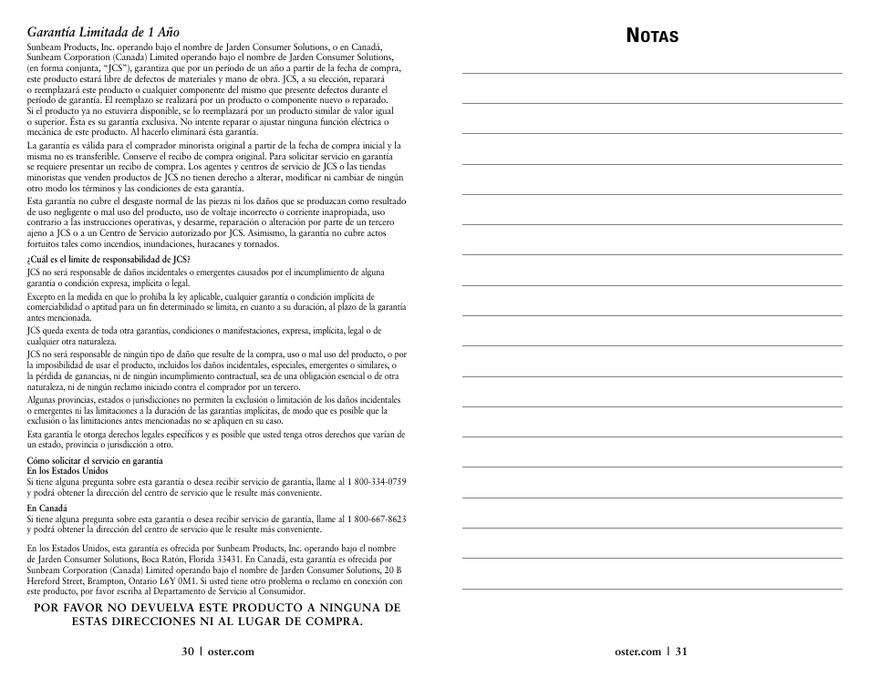 Otas | Oster 146360-REVA User Manual | Page 16 / 16