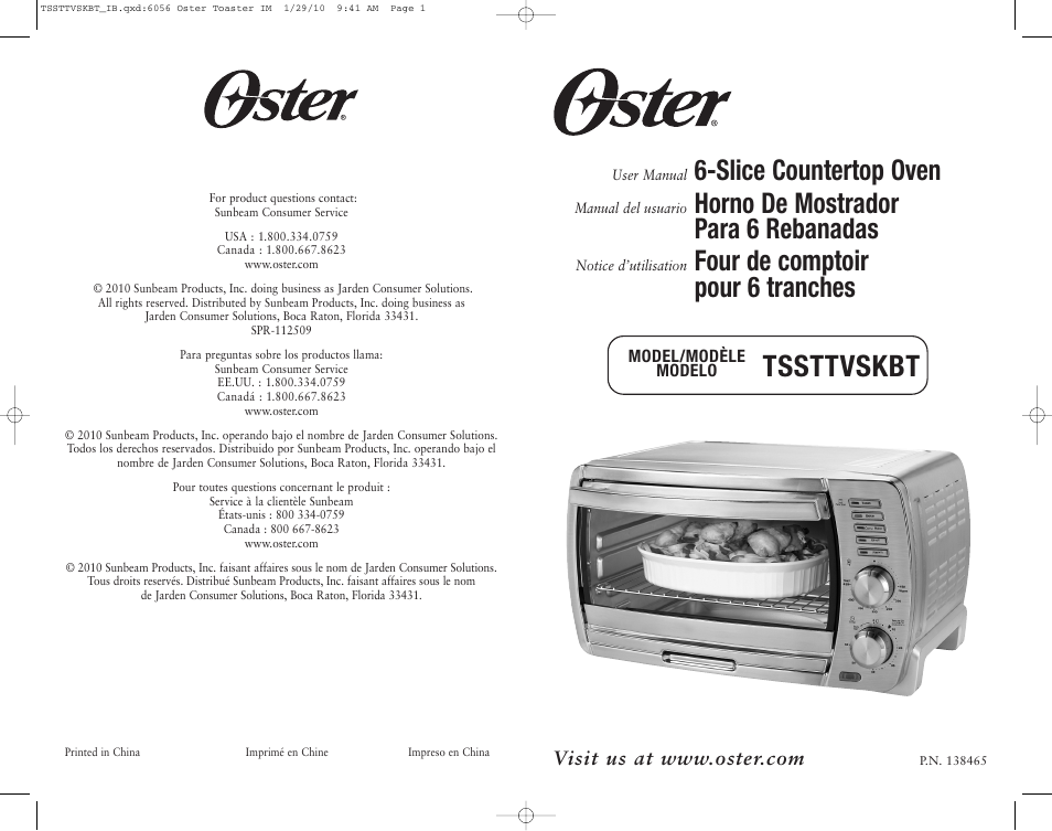 Oster SPR-112509 User Manual | 12 pages