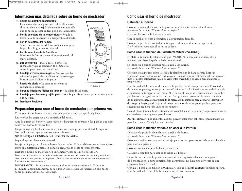 Cómo usar el horno de mostrador | Oster SPR-112509 User Manual | Page 6 / 12