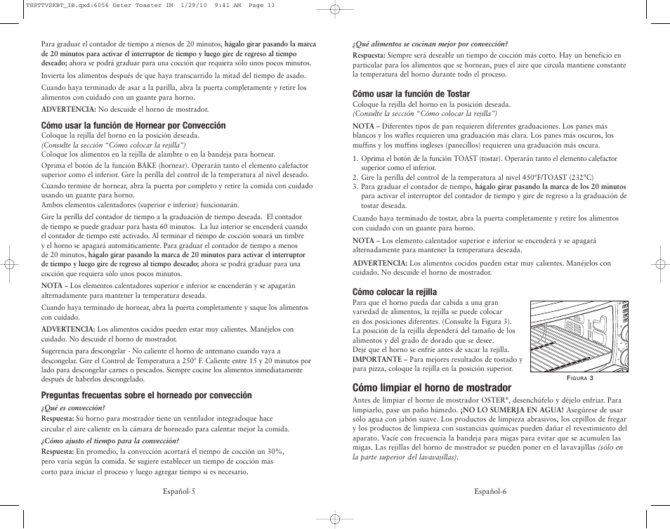 Cómo limpiar el horno de mostrador | Oster SPR-112509 User Manual | Page 7 / 12